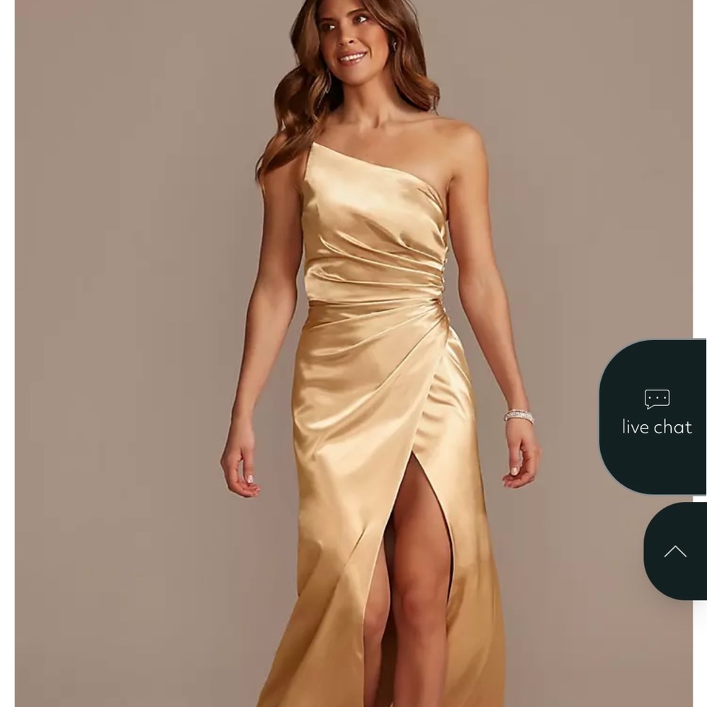David’s Bridal - Galina Signature - Charmeuse Draped One-Shoulder Dress